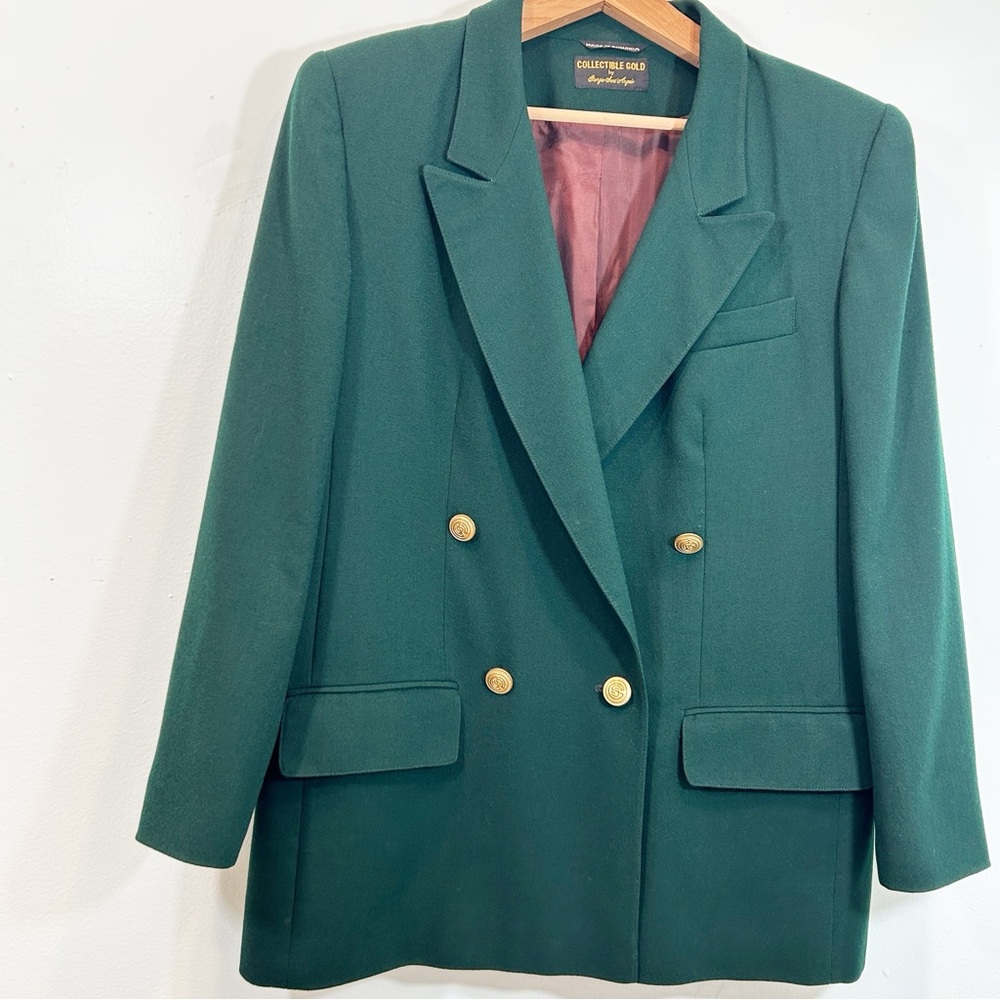 Giorgio Sant’Angelo Kelly Green 100%Wool Blazer Women 10 DoubleBreasted Heritage